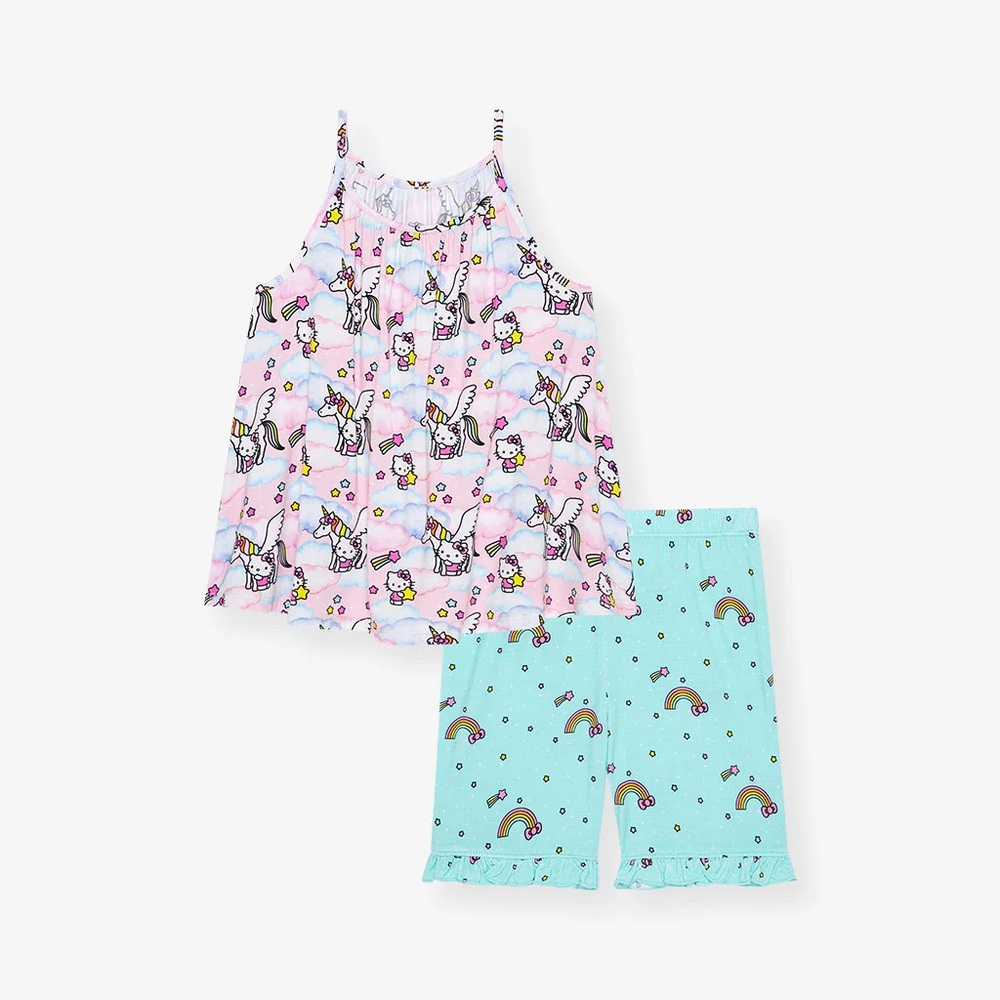 NWOT Posh Peanut Hello Kitty Unicorn Peplum Shorts Set Sz 5-6T